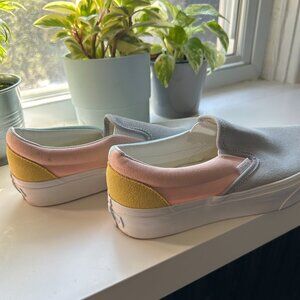 Van's slip on  - women's - tri colour - mustard/grey/coral